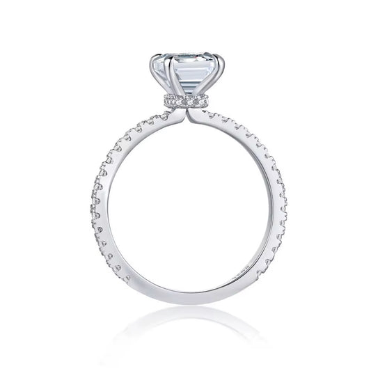 Radiant Cut Solitaire Ring in 925 Sterling Silver