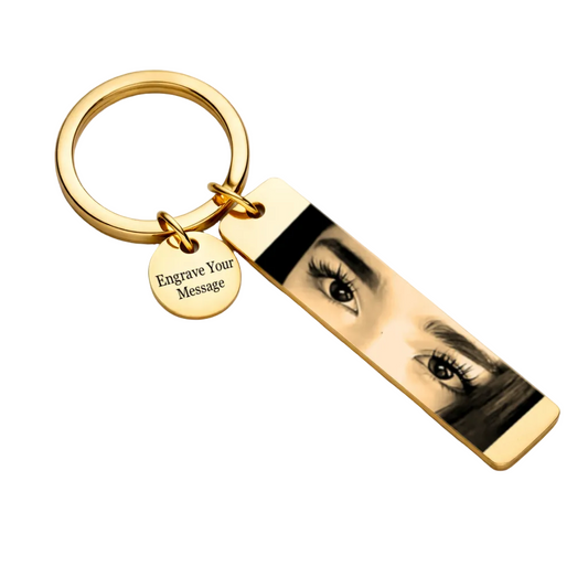Eyes Photo Keychain with Custom Engraving