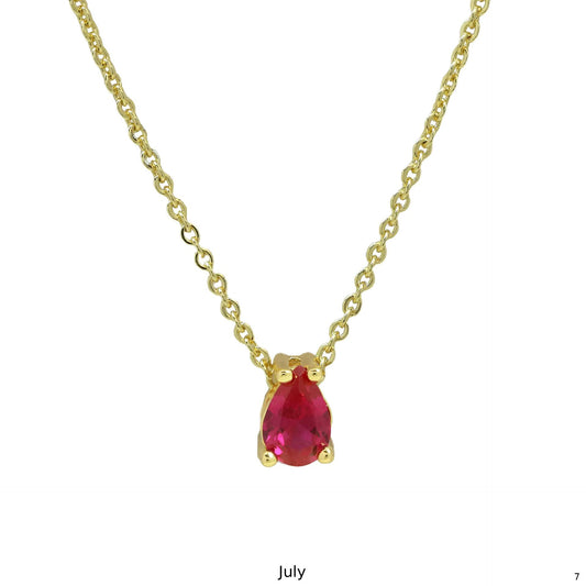 Birthstone Necklace – 925 Silver Gold-Plated | January to December