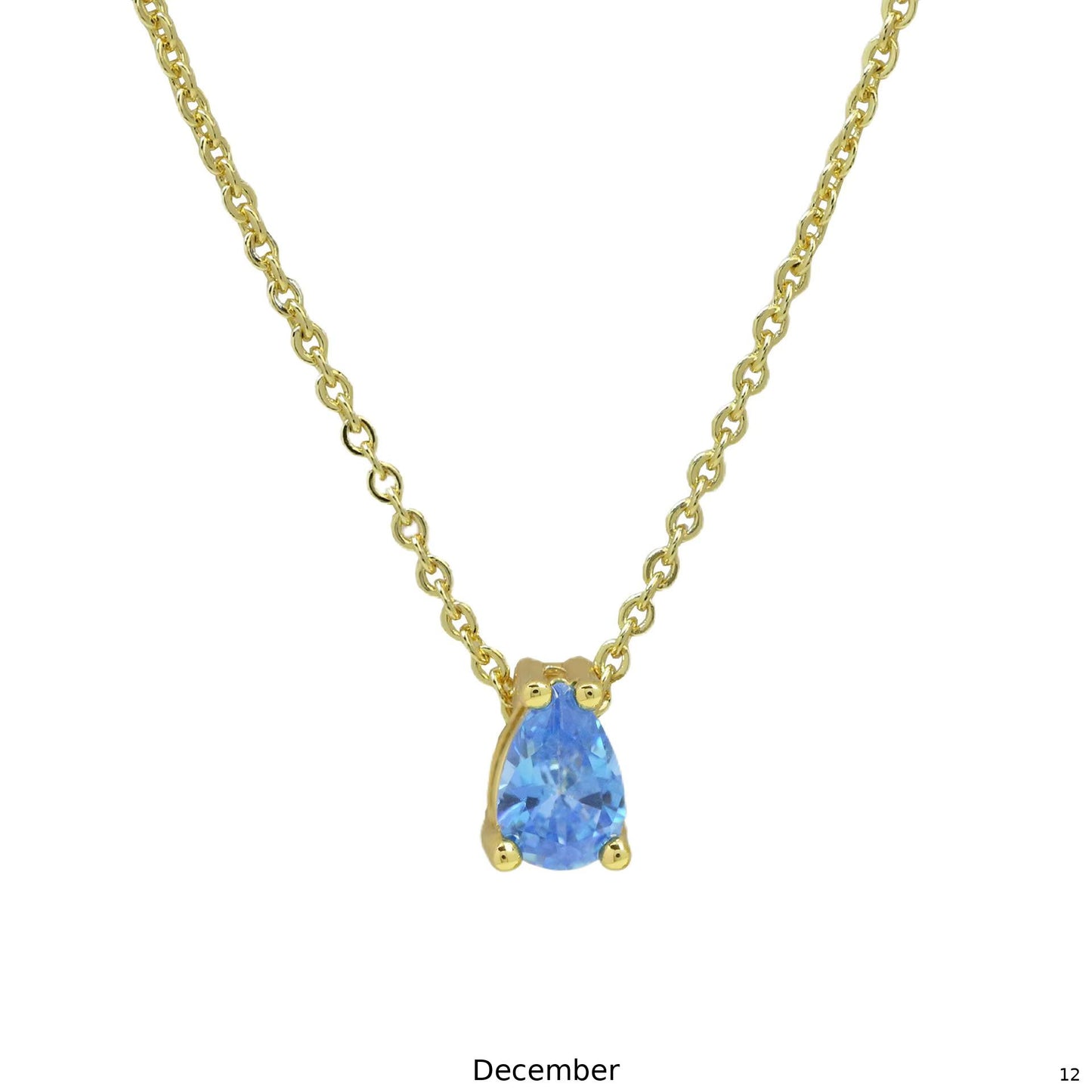 Birthstone Necklace – 925 Silver Gold-Plated | January to December