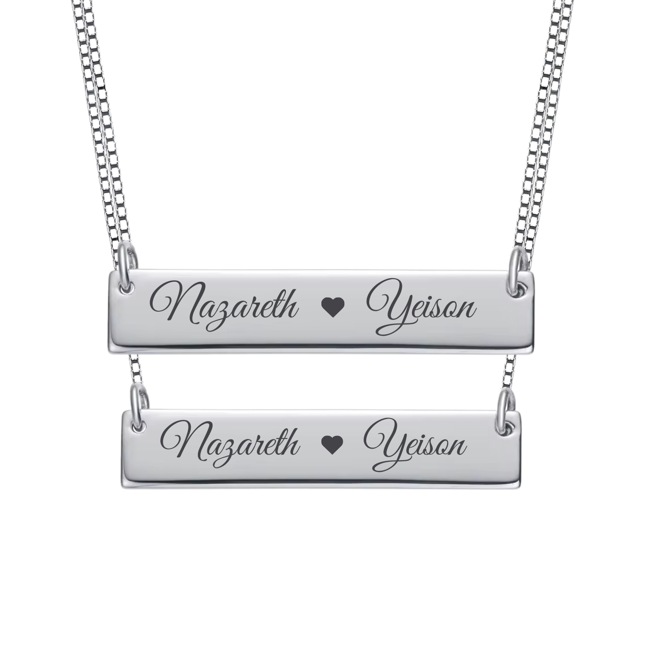 Couple Personalized Vertical Name Necklace Silver925