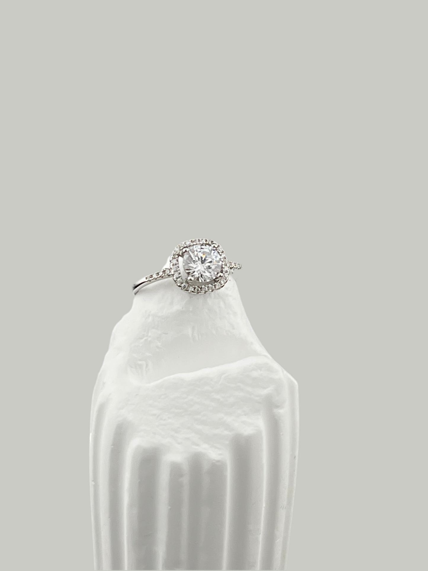 Sterling Silver Halo Engagement Ring with Moissanite – Sizes 6 to 9 – ROYBEL Exclusive