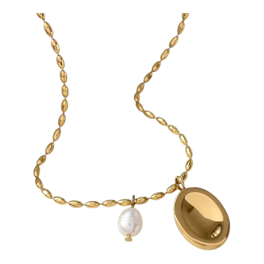 Halo Pearl Necklace | Adjustable 18K Gold Plated, Waterproof