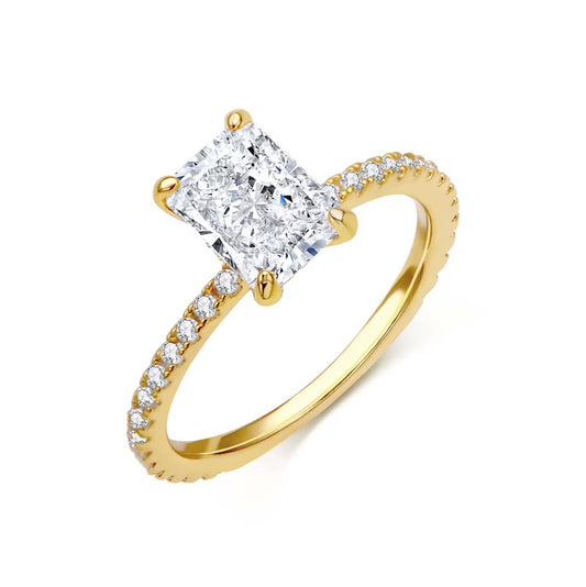 Radiant Cut Solitaire Ring in 925 Sterling Silver
