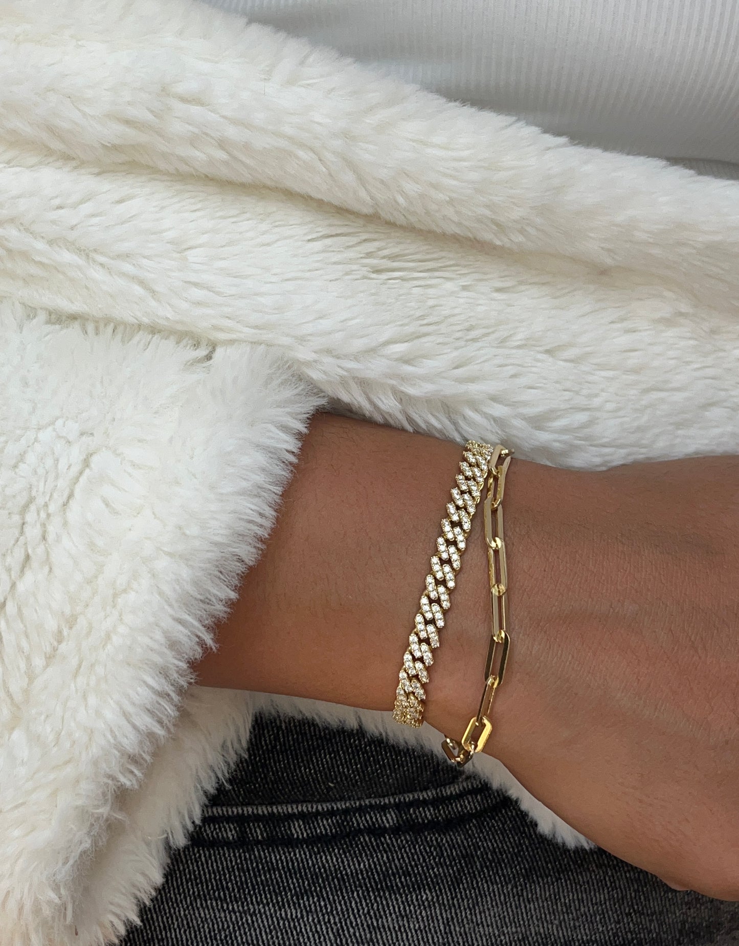 Cuban Link Bracelet in Gold Vermeil 18K with Moissanite Diamonds – Sizes 6.5”, 7.5” & 8” – ROYBEL Exclusive