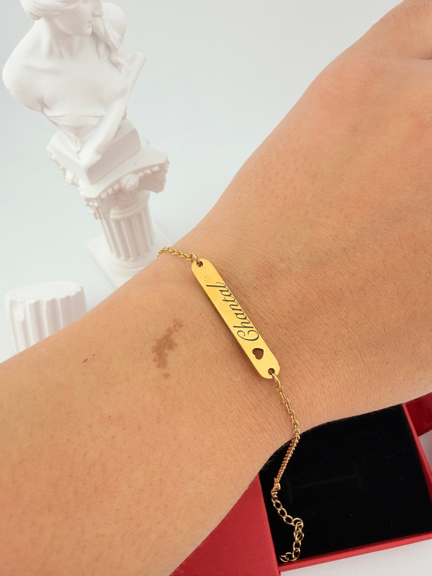 Personalized bracelet with name and text back