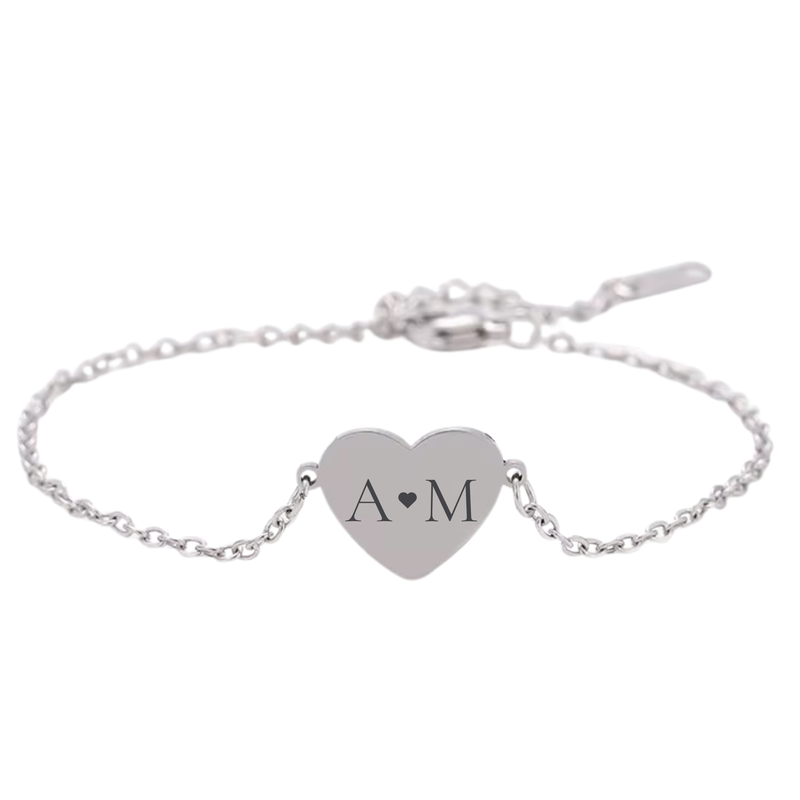 Personalized Heart Initials & Date Bracelet