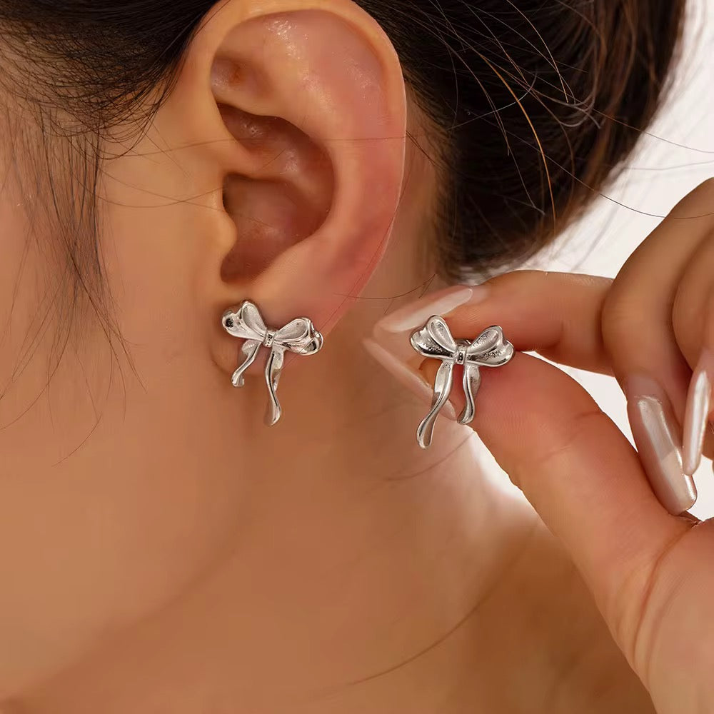 Sweet Bow Mini Studs in Stainless Steel