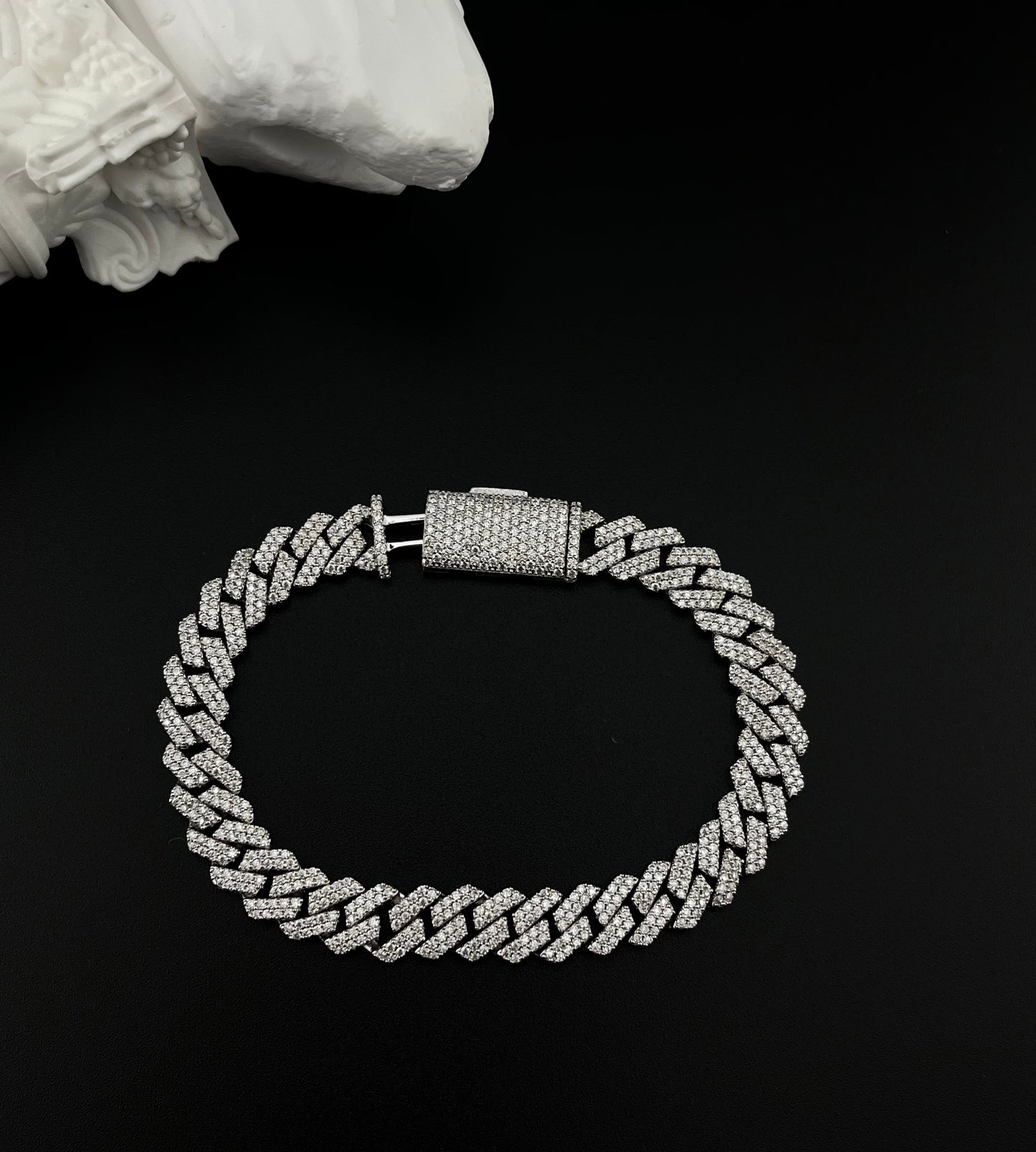 Moissanite Cuban Link Bracelet in 925 Sterling Silver with GRA Certificate | ROYBEL
