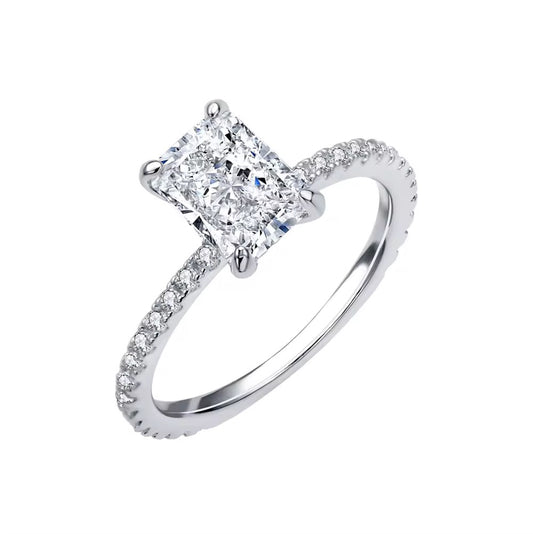 Radiant Cut Solitaire Ring in 925 Sterling Silver