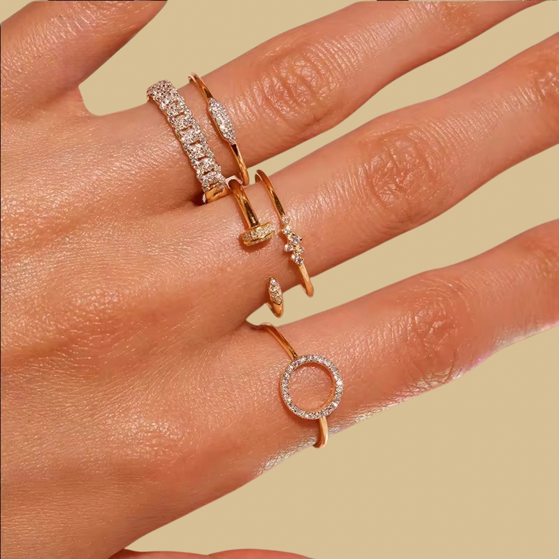 Nail Luxe Adjustable Ring in 18K Gold-Plated Silver
