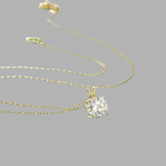 Classic Moissanite Solitaire Pendant – Sterling Silver & 18K Gold Plated – ROYBEL Exclusive