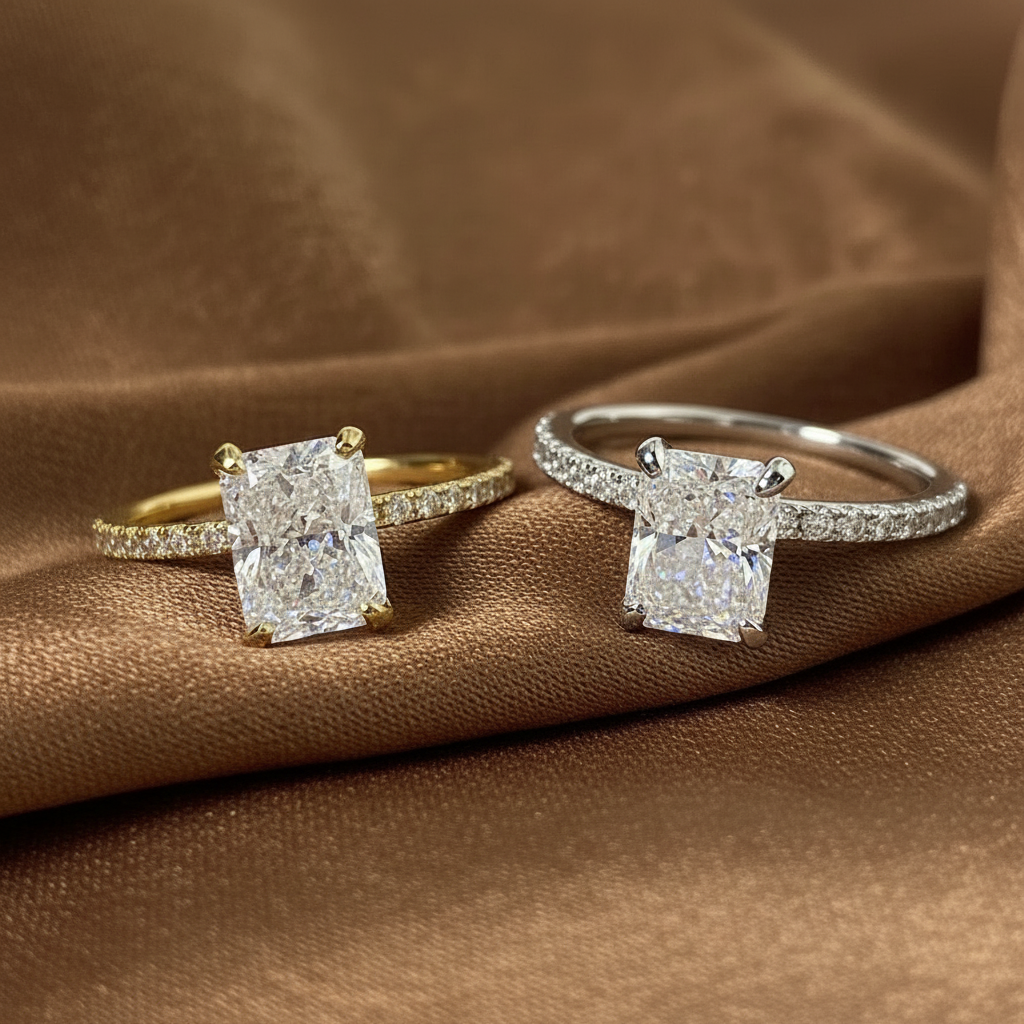 Radiant Cut Solitaire Ring in 925 Sterling Silver