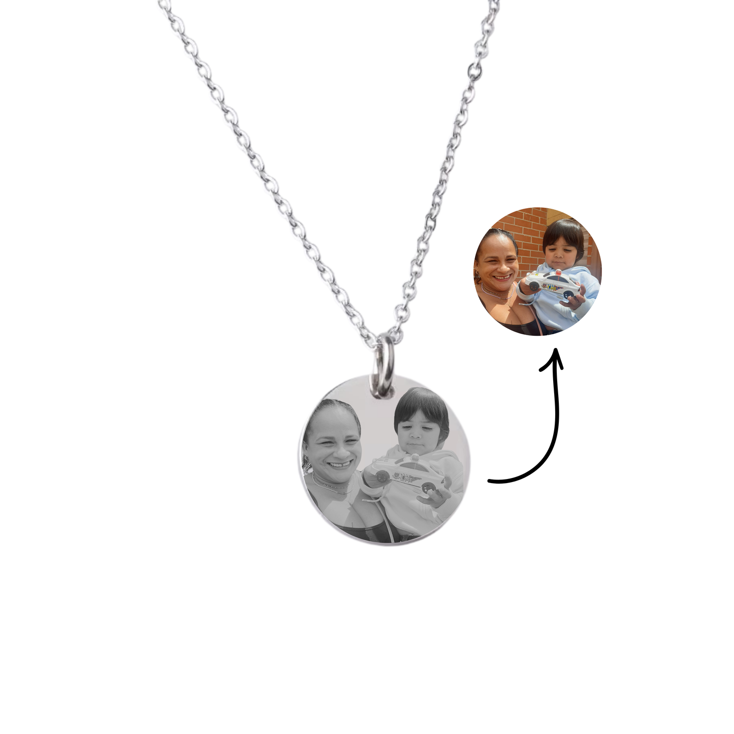 Personalized Round Photo Necklace 15mm