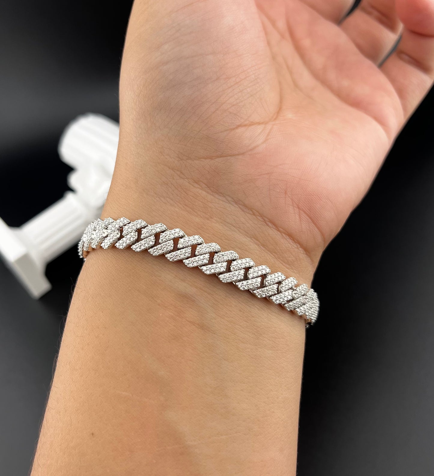 Moissanite Cuban Link Bracelet in 925 Sterling Silver with GRA Certificate | ROYBEL