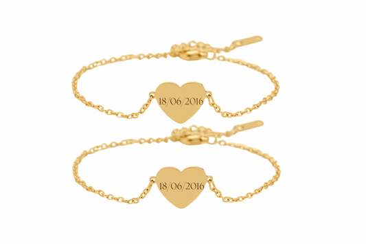 Couple Heart Date Bracelets