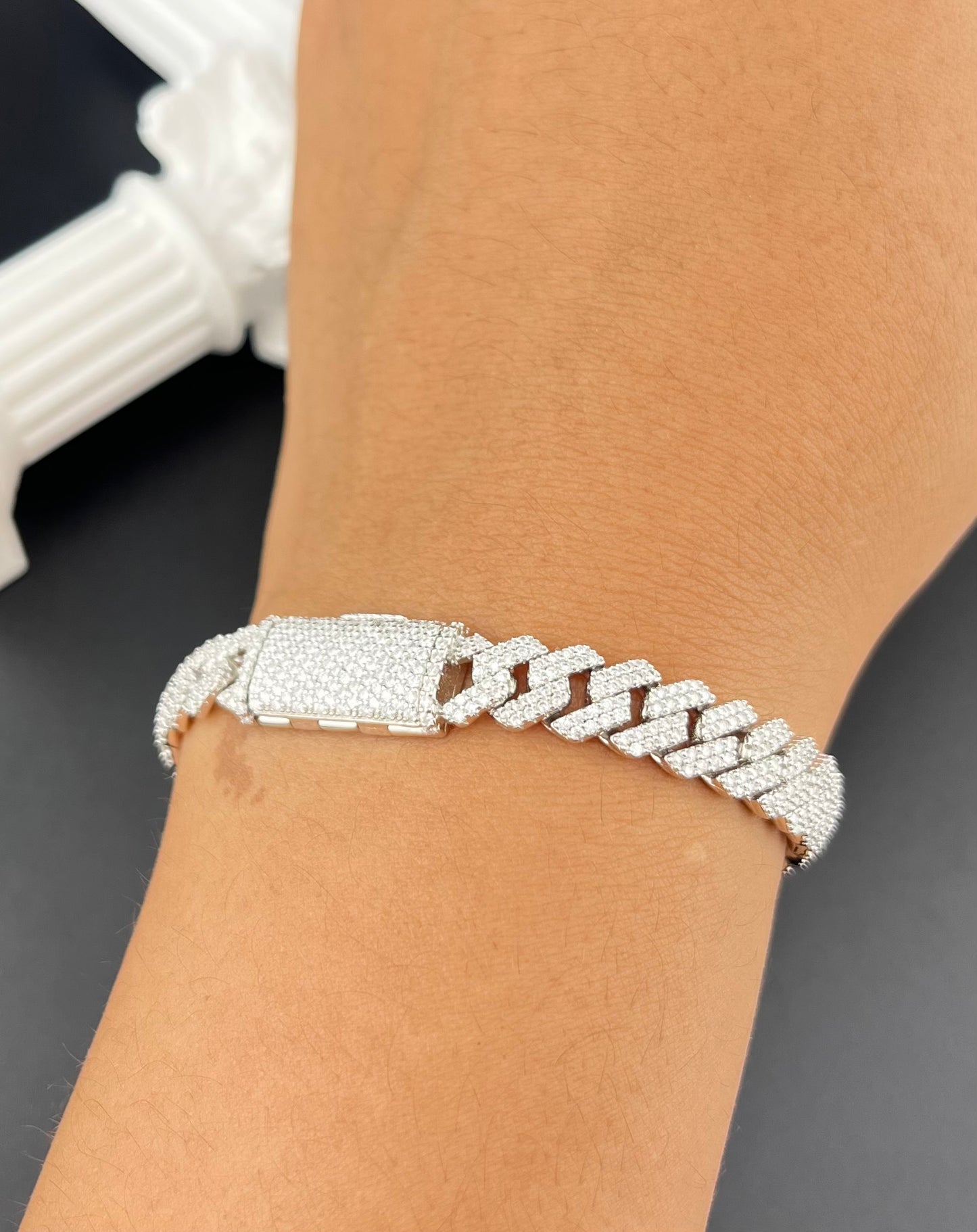Moissanite Cuban Link Bracelet in 925 Sterling Silver with GRA Certificate | ROYBEL