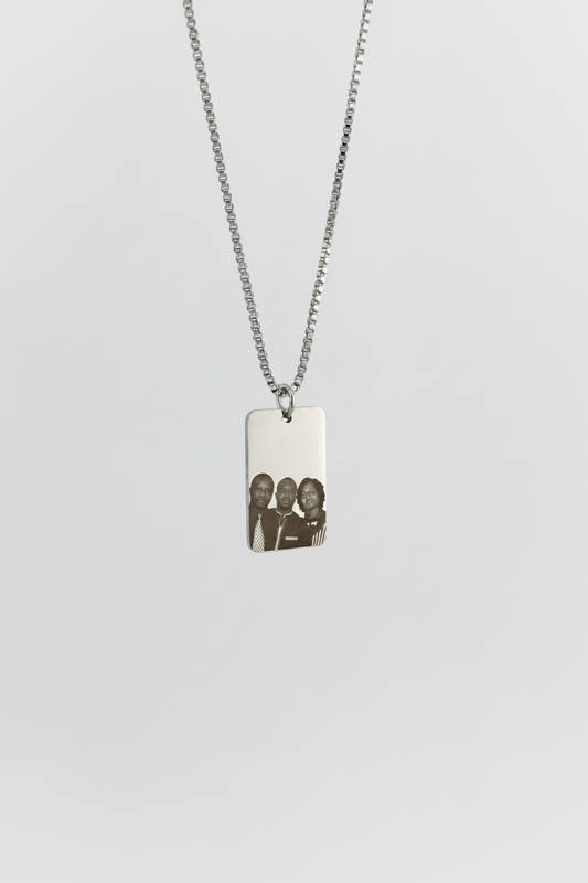 Customizable rectangular chain photo and text