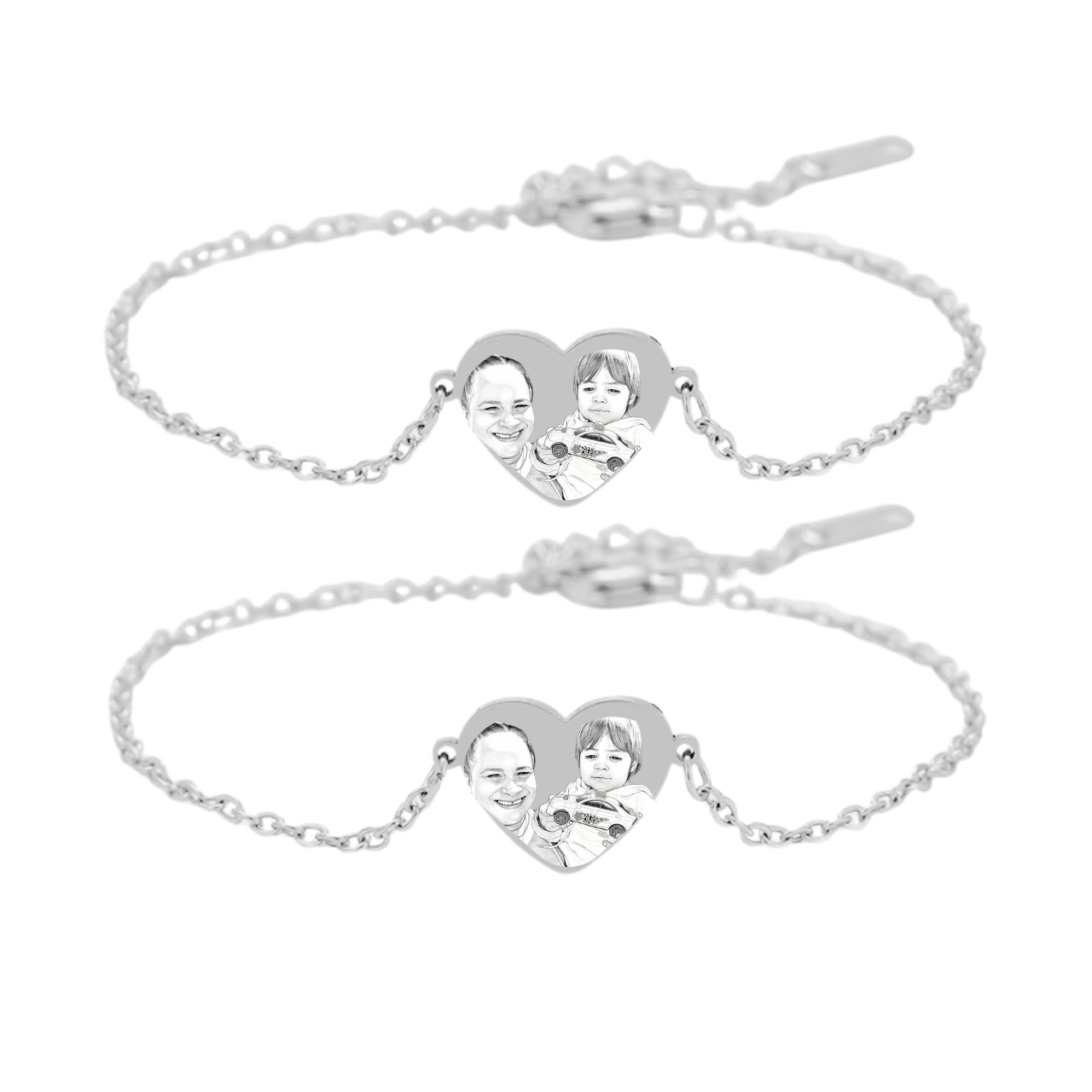 Couple Heart Photo Bracelets