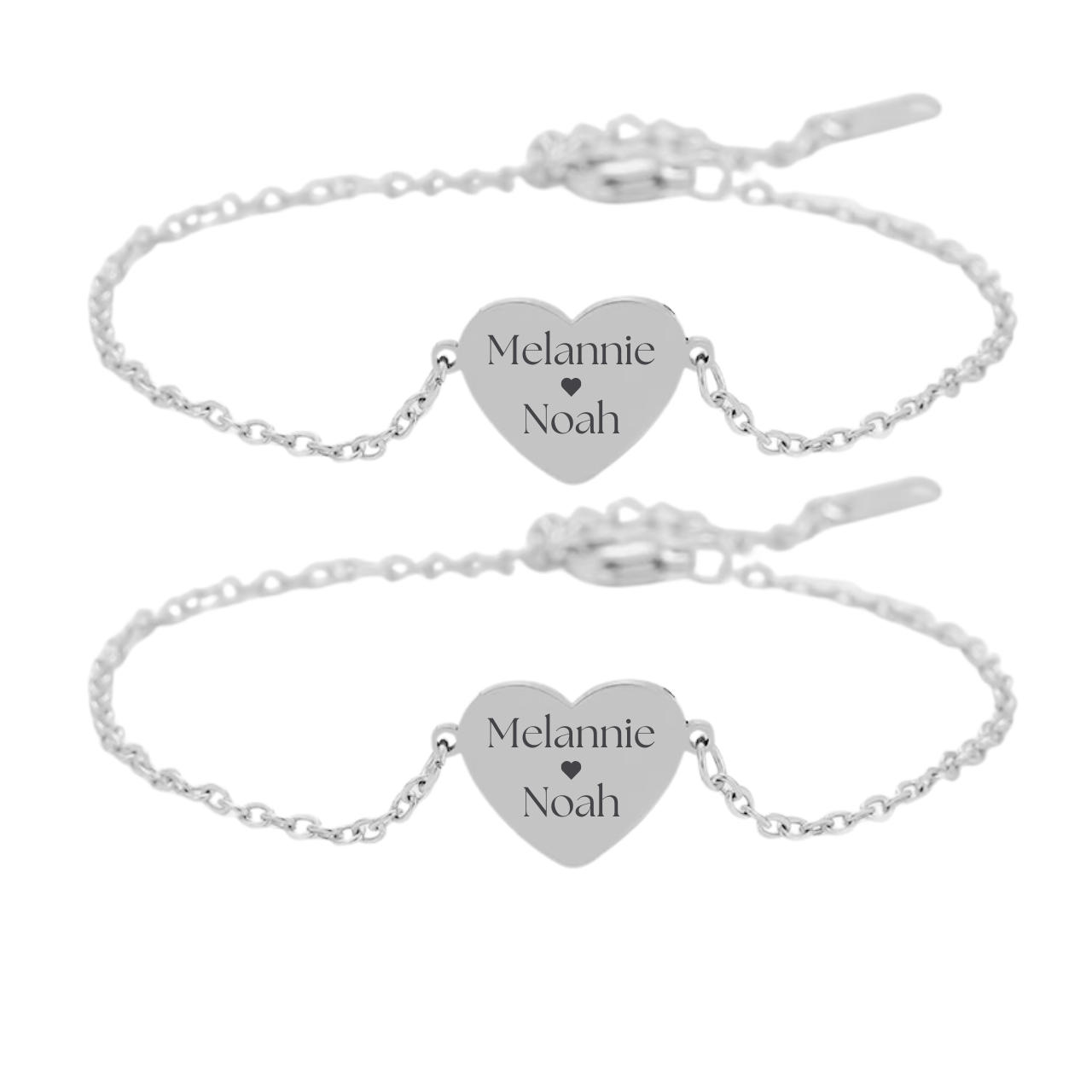 Couple Heart Name Bracelets
