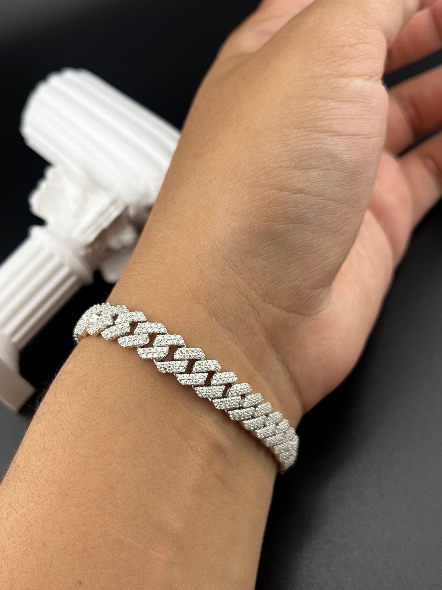 Moissanite Cuban Link Bracelet in 925 Sterling Silver with GRA Certificate | ROYBEL