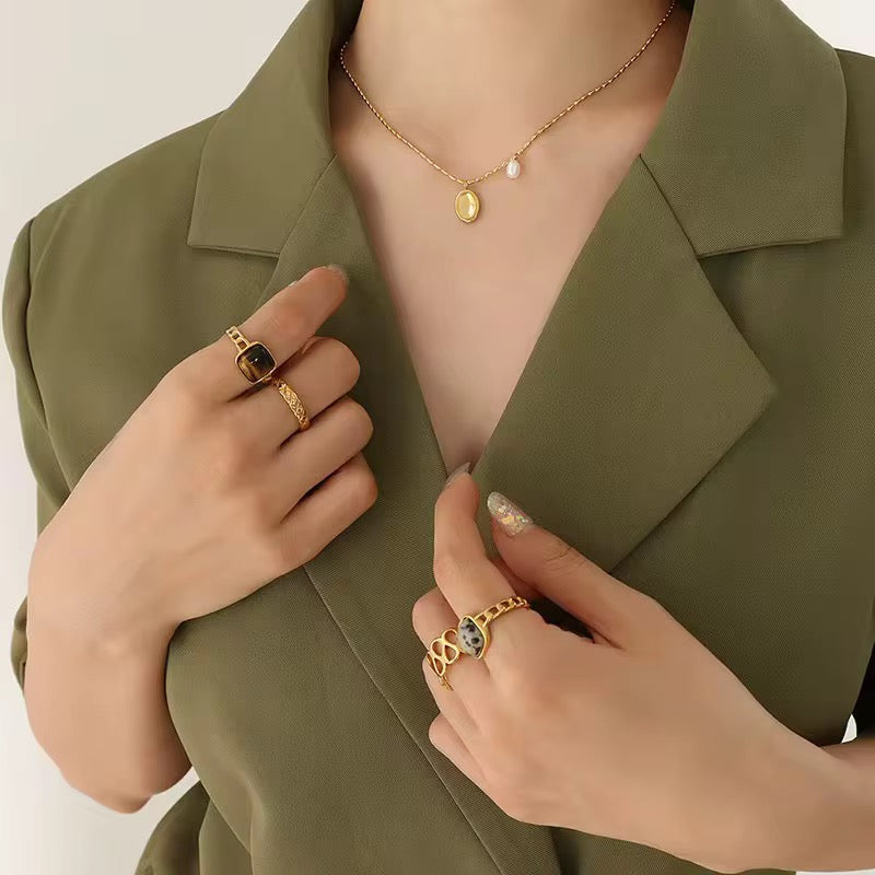 Halo Pearl Necklace | Adjustable 18K Gold Plated, Waterproof