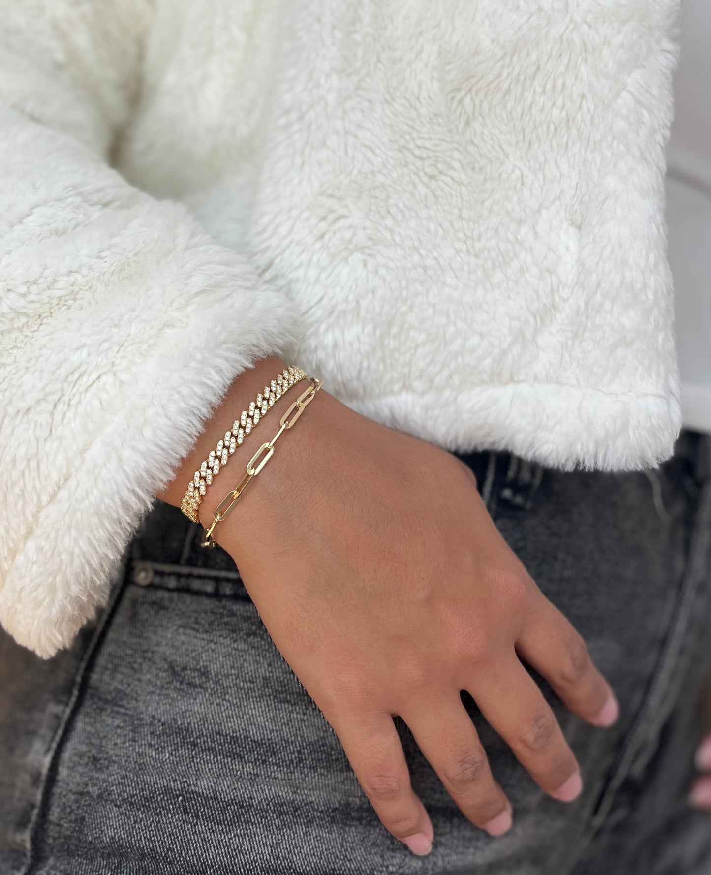 Cuban Link Bracelet in Gold Vermeil 18K with Moissanite Diamonds – Sizes 6.5”, 7.5” & 8” – ROYBEL Exclusive