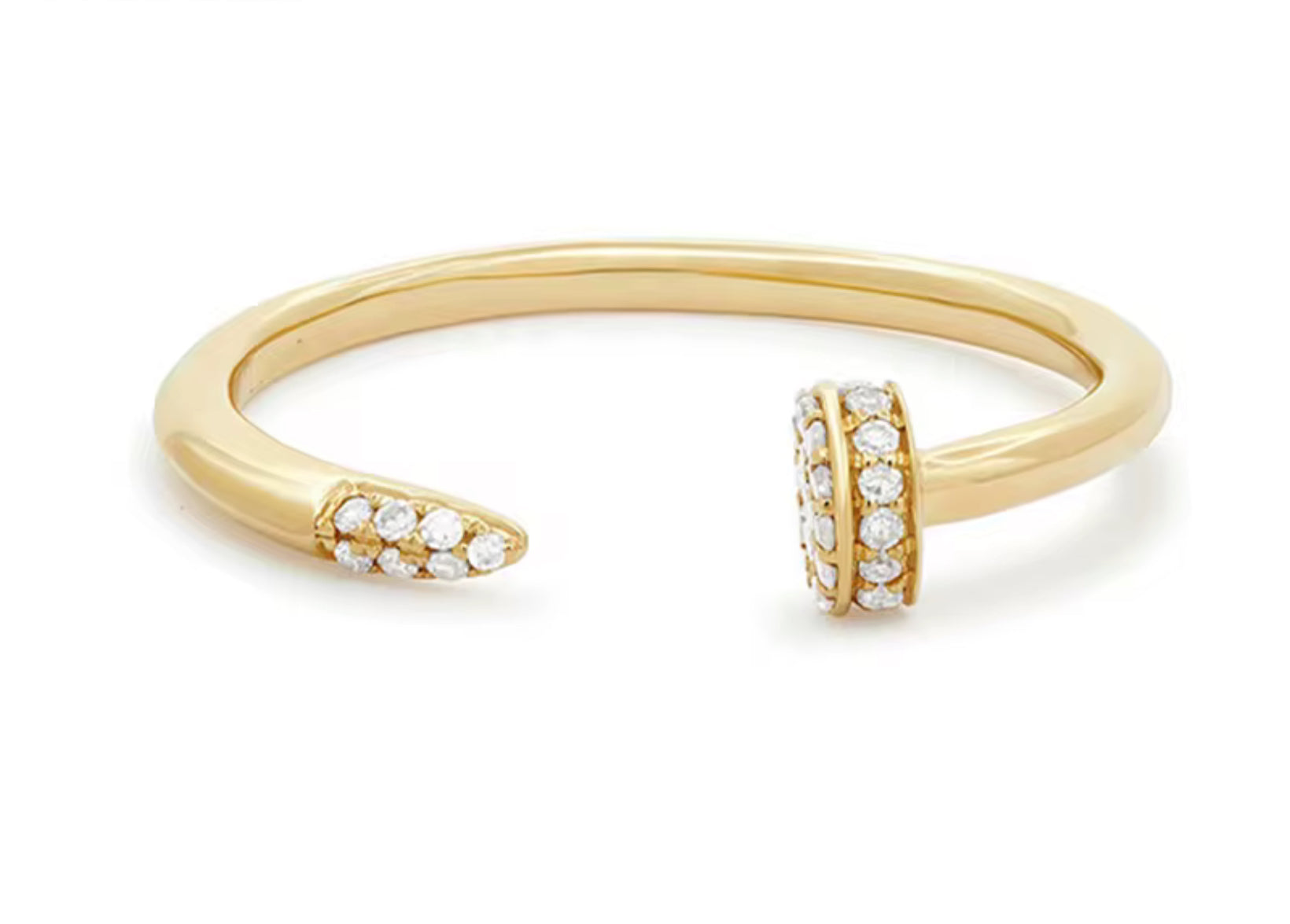 Gold bracelet with diamond accents on a white background