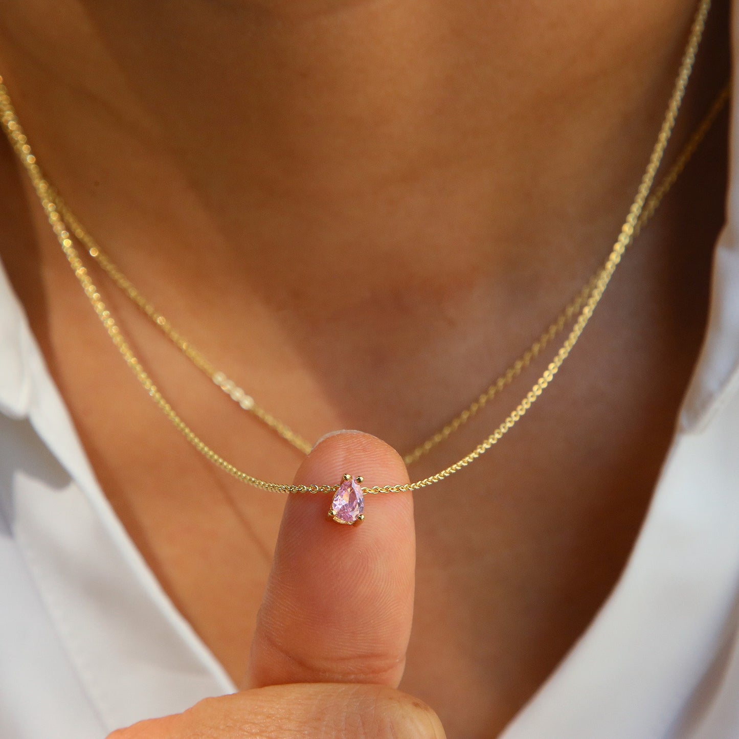 Birthstone Necklace – 925 Silver Gold-Plated | January to December