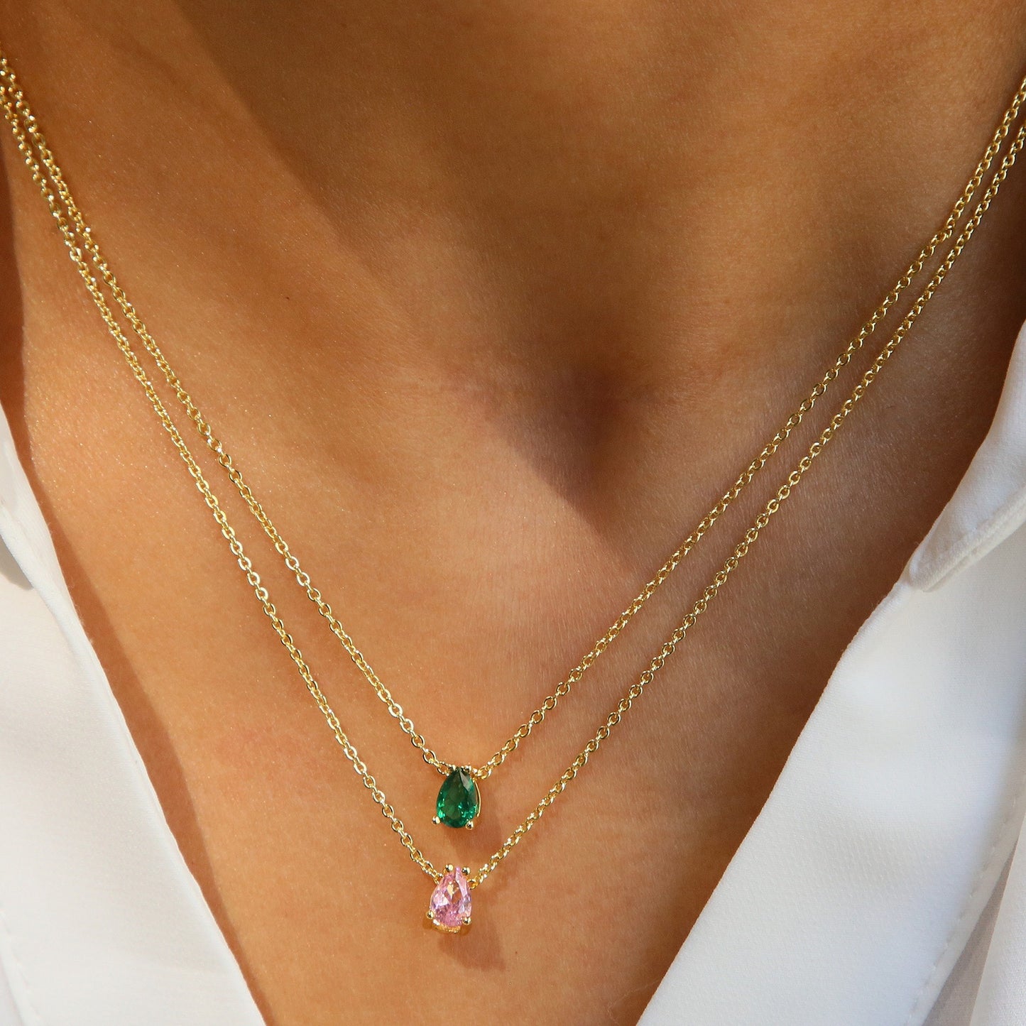 Birthstone Necklace – 925 Silver Gold-Plated | January to December