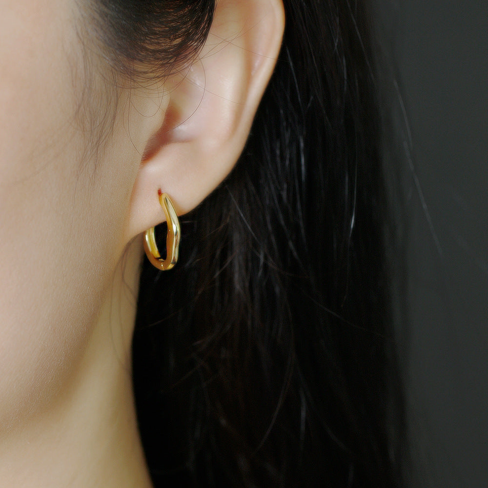 Organic Hoop Earrings in 925 Sterling Silver