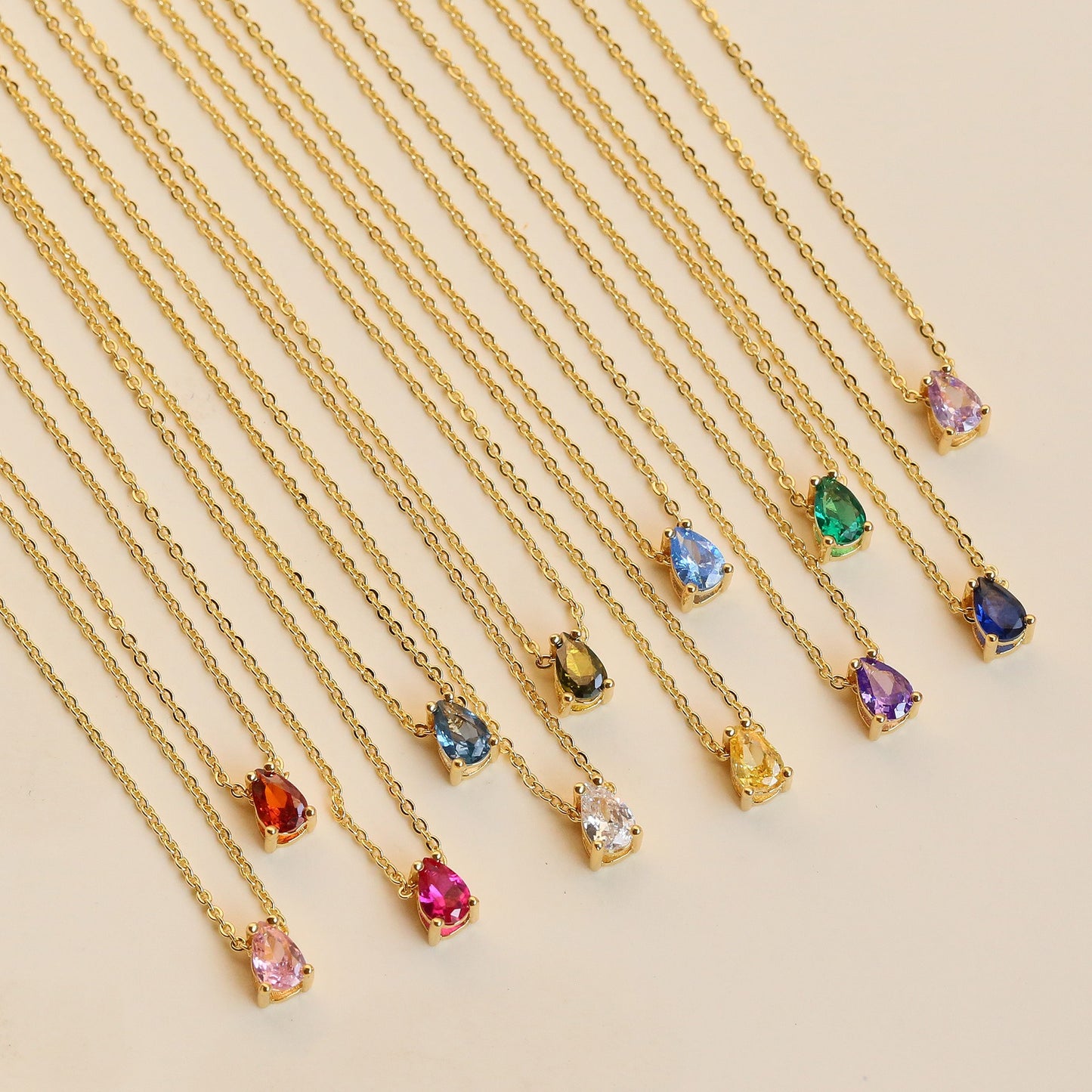 Birthstone Necklace – 925 Silver Gold-Plated | January to December