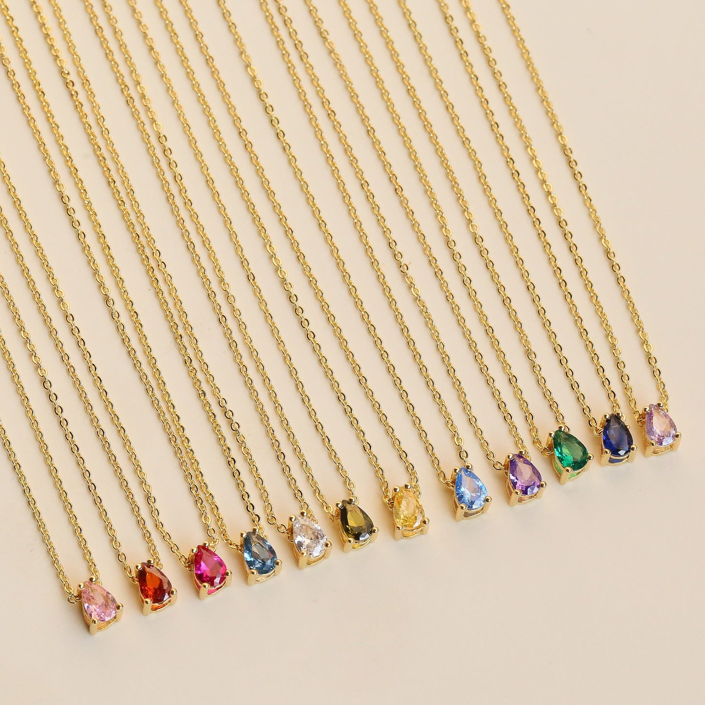 Birthstone Necklace – 925 Silver Gold-Plated | January to December