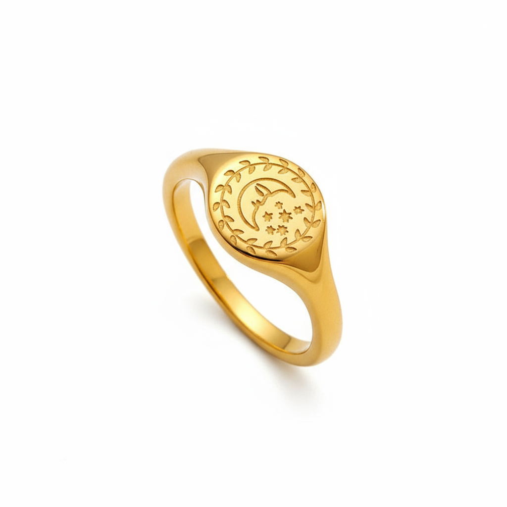 Golden Sun & Moon Ring