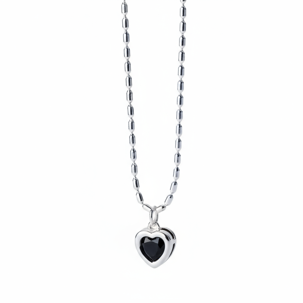 Deep Heart Necklace in 925 Sterling Silver