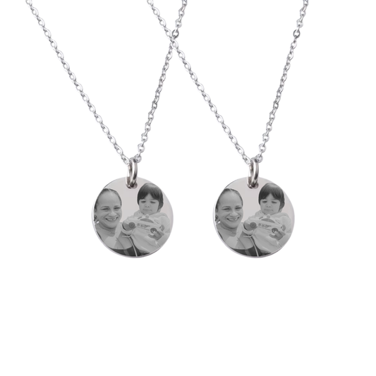 Couple Round Photo Necklaces 20mm