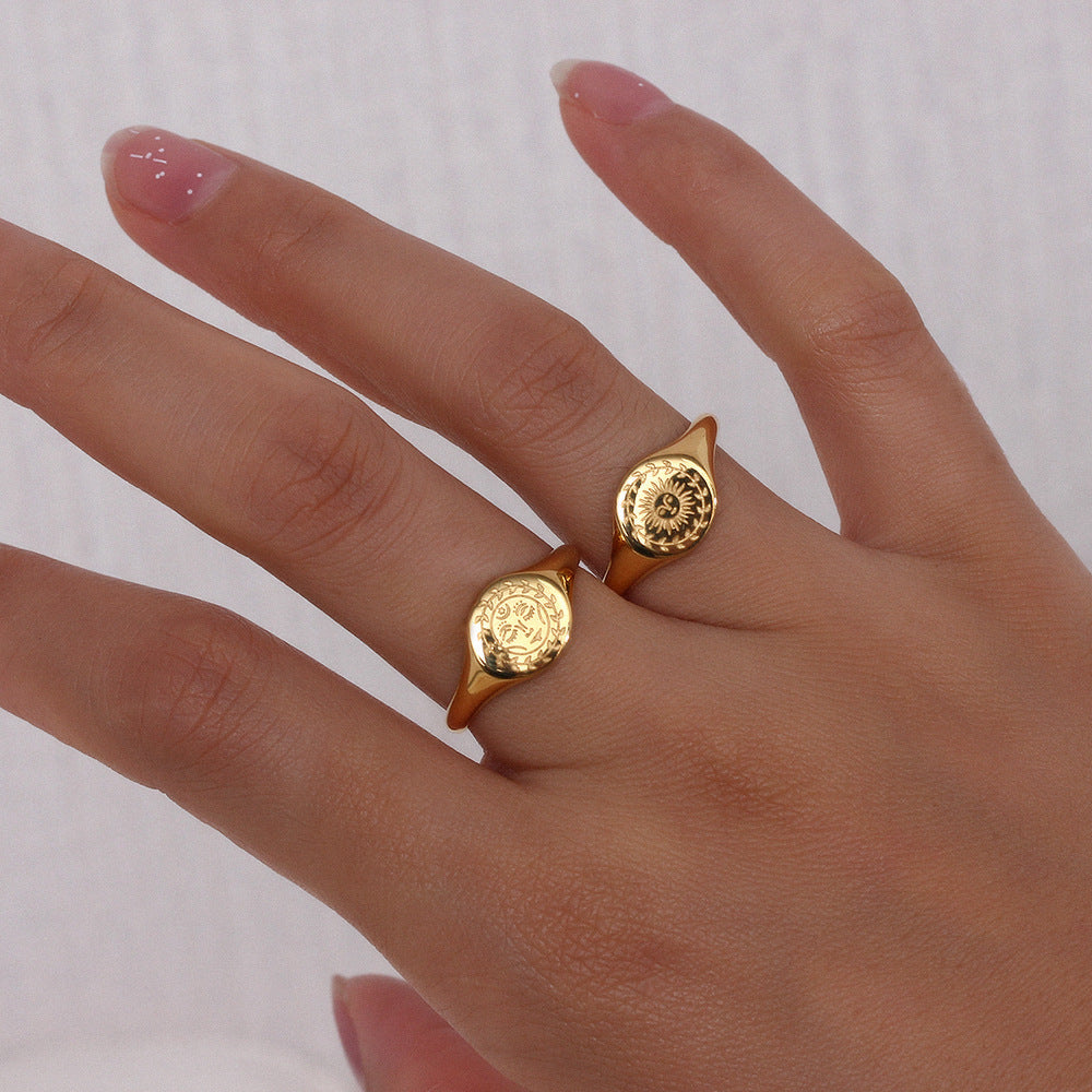 Sun & Moon Gold Rings | 18K Gold Plated