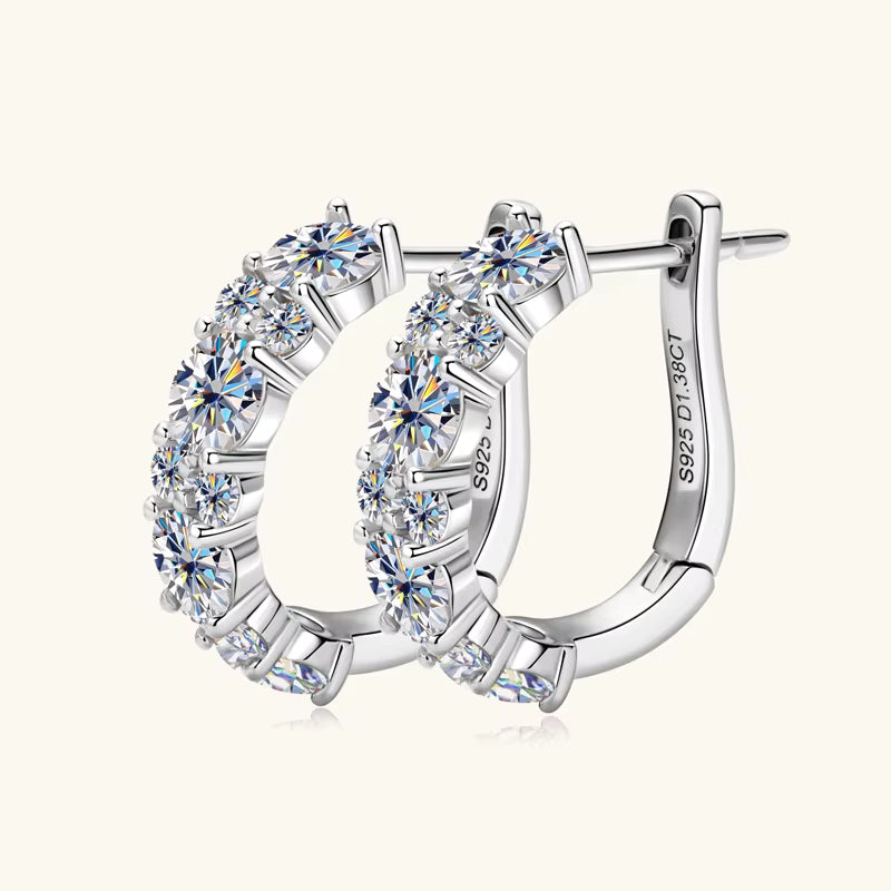 Moissanite Hoop Earrings – 925 Silver & 18K Gold Plated | GRA Certified
