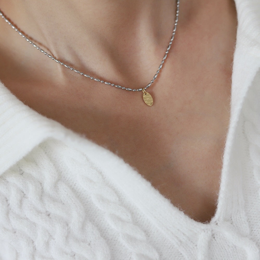 Love Etched Necklace in 925 Sterling Silver